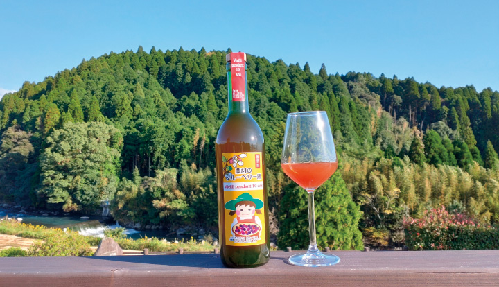 10年古酒農村のブルーベリー酒 グラスに注いで
